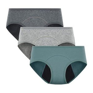 POPKOK Women's Cotton Hipster Period Underwear 3 Pack