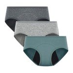 POPKOK Women's Cotton Hipster Period Underwear 3 Pack