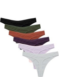 Ekouaer Women's Cotton Thong Bikini Panties Pack