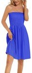 CHICALLURE Summer Dresses for Women Beach Casual Sundress Strapless Wrap Cover Ups (Solid Royal Blue, S)