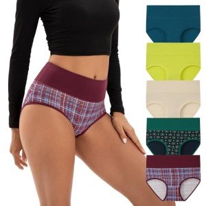 INNERSY Women's High Waisted Cotton Briefs 5 Pack
