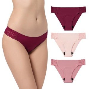 Lace Bikini Menstrual Underwear 3-Pack for Women