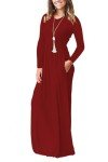 Cozy Red Long Sleeve Maxi Dress with Pockets