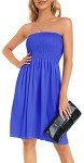 CHICALLURE Summer Dresses for Women Beach Casual Sundress Strapless Wrap Cover Ups (Solid Royal Blue, S)