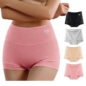 High Waisted Cotton Boy Shorts - 4 Pack