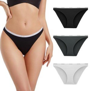 OEIOEI Women's Bamboo Rayon High Cut Bikini 3 Pack