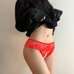 Lyeacs Women's Red Lace Thong Panties - 4 Pack