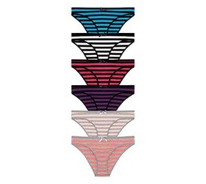 Nabtos Multicolored Striped Women's Bikini Panties - 6 Pack
