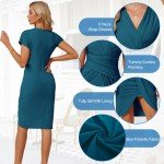 JASAMBAC Cocktail Dresses for Women Evening Wrap Wedding Guest Dresses Bodycon Dress Midi Party Dresses Work Dress Formal Dress peacock blue