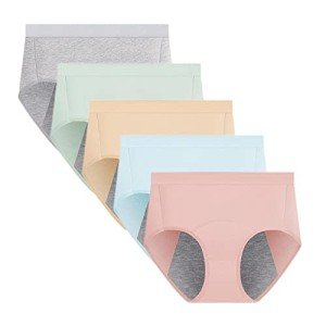 Jnoni Women's Leakproof Menstrual Cotton Briefs 5 Pack