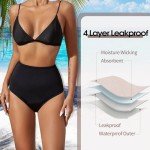 High Waisted Leakproof Period Swimwear Bottoms, Black