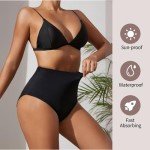 High Waisted Leakproof Period Swimwear Bottoms, Black