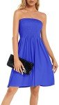 CHICALLURE Summer Dresses for Women Beach Casual Sundress Strapless Wrap Cover Ups (Solid Royal Blue, S)