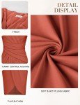 JASAMBAC Party Dresses for Women Evening Dresses Bodycon Cocktail Dresses Wedding Guest Dresses Wrap Formal Dresses Midi Work Dress Orange Brown