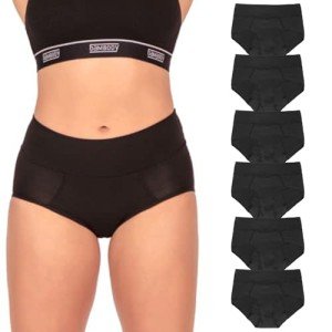 Bambody Leakproof Period Panties, 6 Pack Black