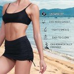 Women's Black Mid Waisted Tummy Control Swim Skirt
