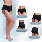 Women's Black Mid Waisted Tummy Control Swim Skirt