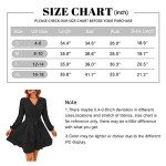 TcIFE Women's Casual Dress Deep V Neck Long Sleeve Waist Tie Irregular Ruffle Chiffon Elegant Mini Short Swing Skater Dresses, Black, S