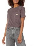 Carhartt Women's Loose Fit Heavyweight Short-Sleeve Pocket T-Shirt, BlackBerry Heather, Medium