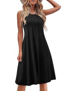 Hotouch Women's Casual Black Midi Tank Dress