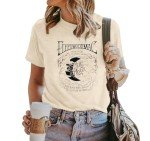 DUTUT Rock Band T-Shirts for Women Vintage Rock and Roll Country Music Shirt Funny Concert Outfit Short Sleeve Vacation Tops Apricot