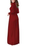 Cozy Red Long Sleeve Maxi Dress with Pockets