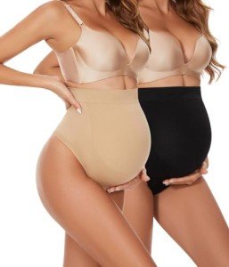 Seamless Maternity Thongs - Nude & Black Set
