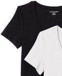 Amazon Essentials Women's 2-Pack Classic-Fit Short-Sleeve Scoopneck T-Shirt, Black/White, Large