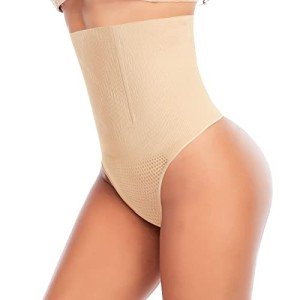 High Rise Tummy Control Shapewear Thong - Beige