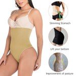 SAYFUT Women’s Waist Cincher Thong Shapewear, Black