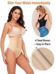 Beige High-Rise Tummy Control Shapewear Thong