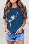 MEESHEEP Womens Graphic T Shirts Tops Dandelion Shirt Cute Floral Faith Shirts Summer Casual Short Sleeve Tops Blue