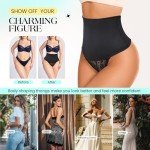 High Waist Tummy Control Shapewear Thong - Black
