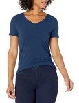 Amazon Essentials Women's 2-Pack Classic-Fit Short-Sleeve V-Neck T-Shirt, Burgundy/Navy, X-Large