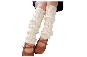 Knit Winter Thermal Leg Warmers for Women - White