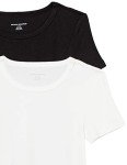 Amazon Essentials Women's 2-Pack Slim-Fit Short-Sleeve Crewneck T-Shirt, Black/White, Medium