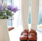 Knit Winter Thermal Leg Warmers for Women - White