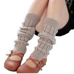 Light Grey Knit Winter Leg Warmers for Women
