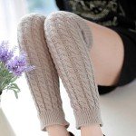 Light Grey Knit Winter Leg Warmers for Women