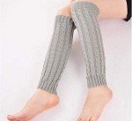 Light Grey Knit Winter Leg Warmers for Women