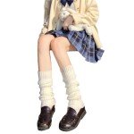 Kawaii Y2K Women's Knit Leg Warmers, White