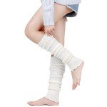 LERTREE Women's Knitted Crochet Leg Warmers - White