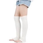 LERTREE Women's Knitted Crochet Leg Warmers - White