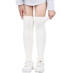 LERTREE Women's Knitted Crochet Leg Warmers - White