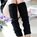 Chic Black Knee High Knit Winter Leg Socks