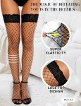 RSLOVE Women's Thigh High Lace Fishnet Stockings