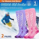 Women’s Ski Socks - 2 Pairs, Pink & Purple