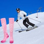 Women’s Ski Socks - 2 Pairs, Pink & Purple