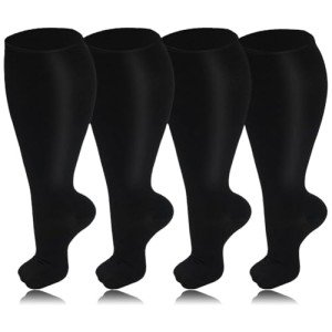 4 Pairs Plus Size Knee High Compression Socks