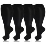 4 Pairs Plus Size Knee High Compression Socks